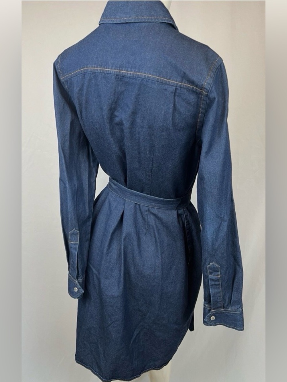 Isaac Mizrahi Dark Blue Denim Shirt Dress with Belt - Picture 3 of 6